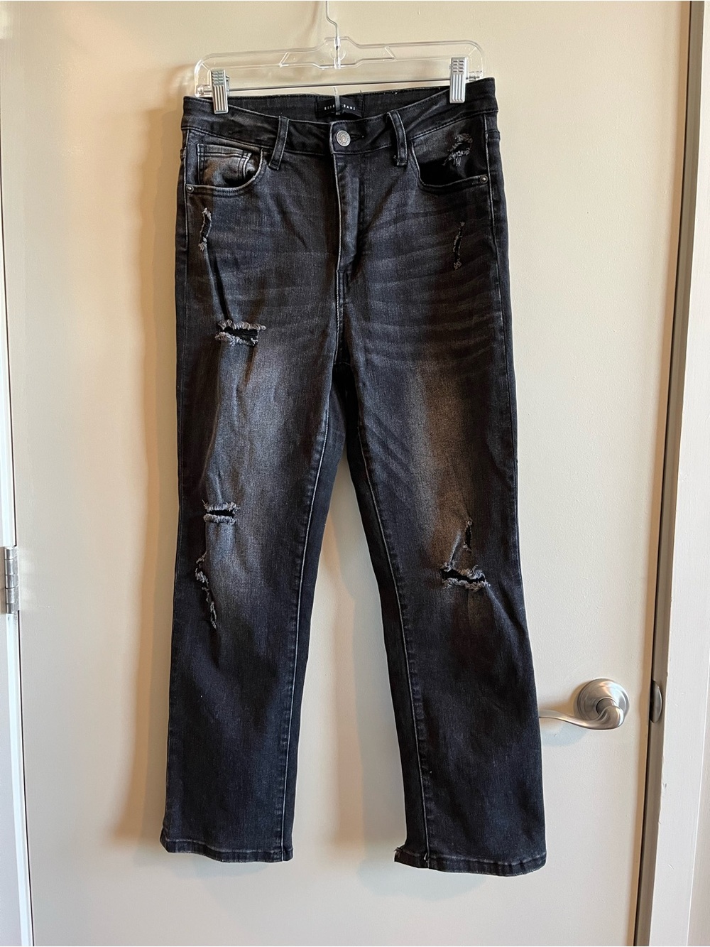Risen Jeans Women's Distressed Black Jeans - Classic Slim Fit